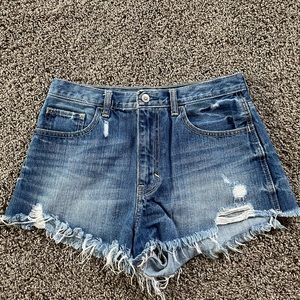 Hollister Medium Wash Ripped Denim Short